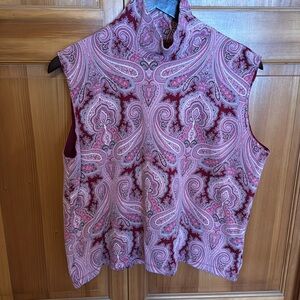 Red pink lined tank top cowl neck shirt